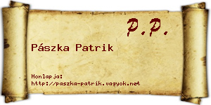 Pászka Patrik névjegykártya